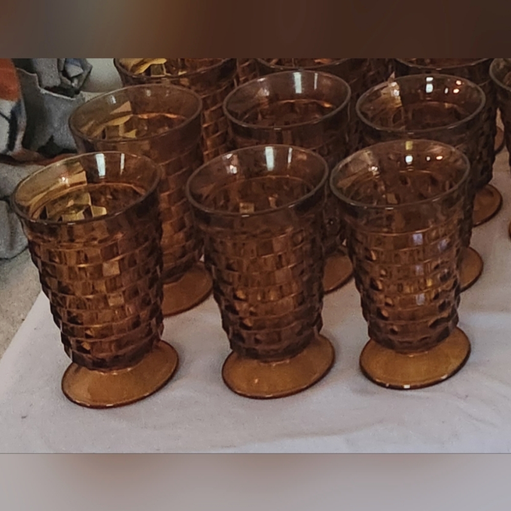 Set of 6 amber Indiana glasses